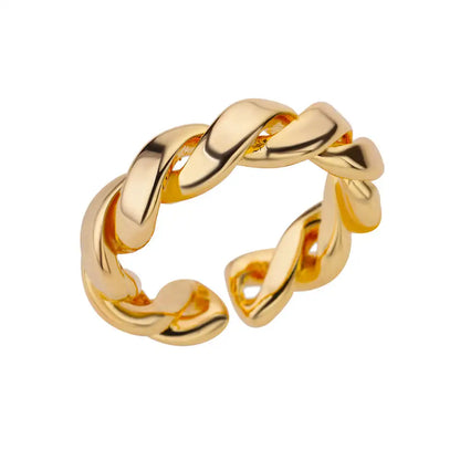 Stainless Steel Round Zircon Geometric Gold Crystal Ring