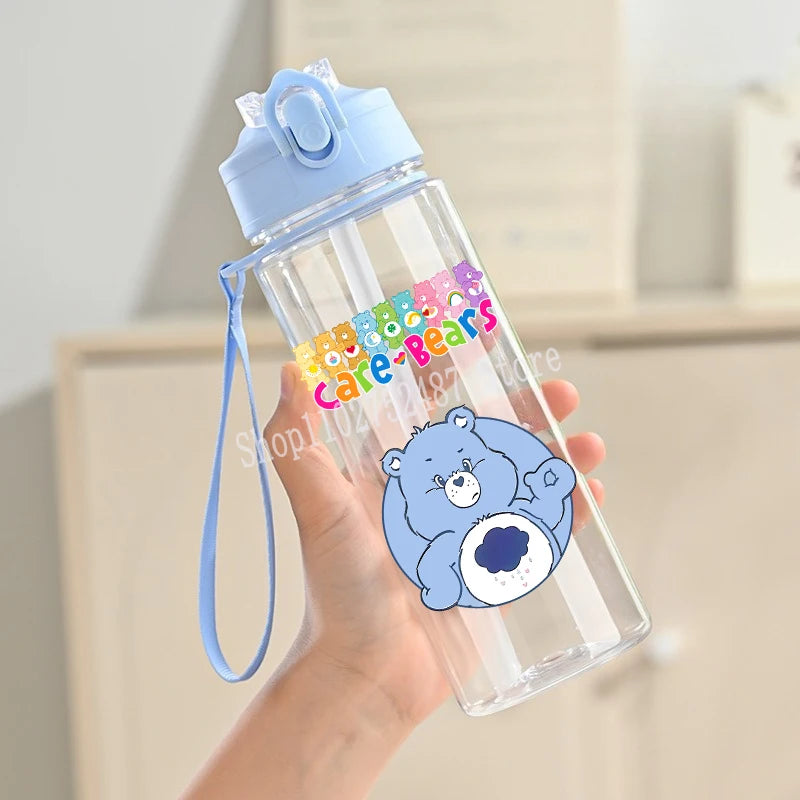 900ml Care Bears Cute Water Bottle with Straw Girls School Plastic Cup