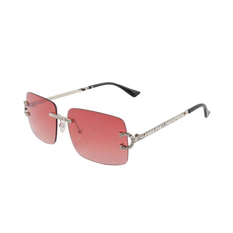Rimless Square Vintage Diamond Sunglasses