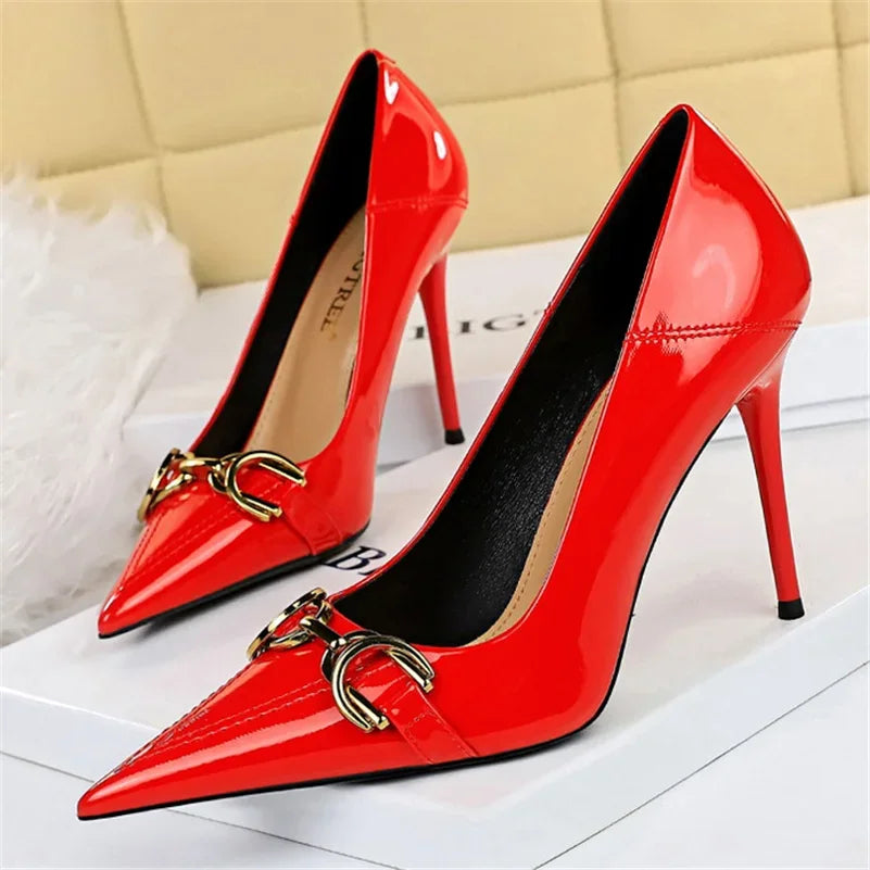 Luxury High Heels Metal Buckle Pumps Shoes