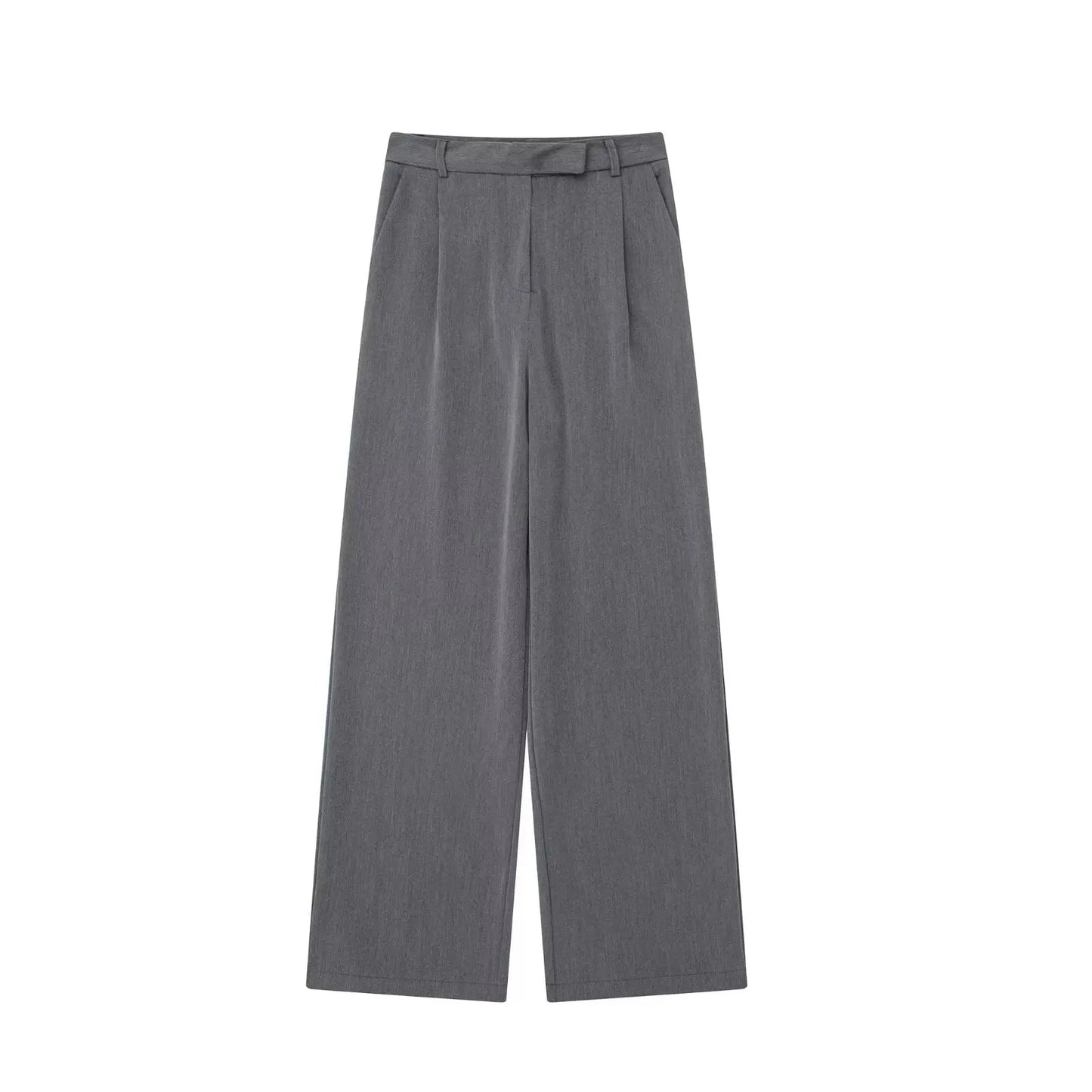 Front Zipper Straight High Waist Chic Pants
