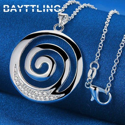 925 Sterling Silver Hip Hop Round Zircon Necklace