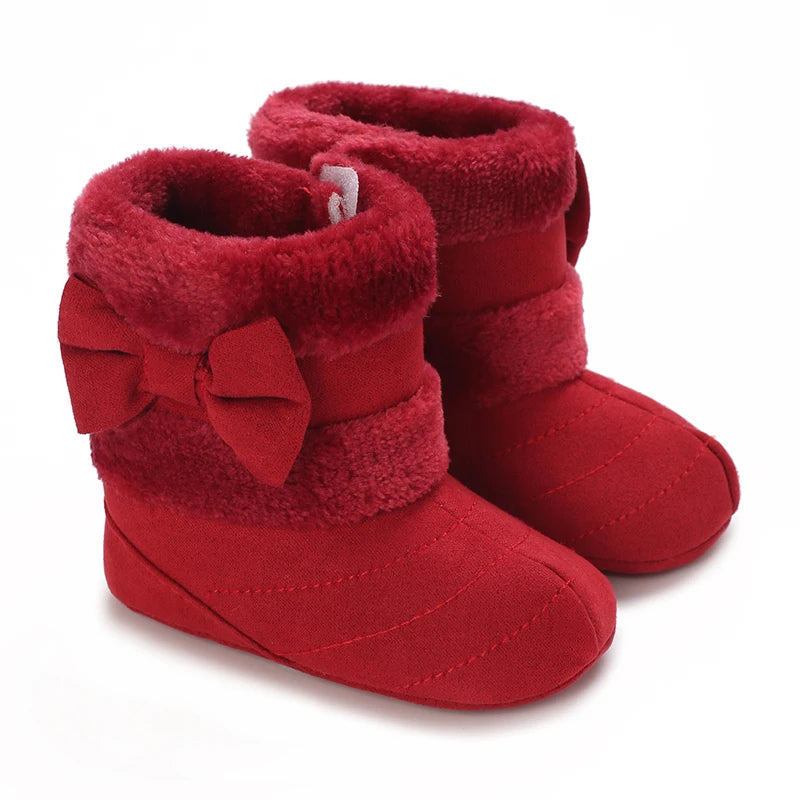0-18M Winter Plush Comfort Snow Cute Bow Cotton Toddler Shoes