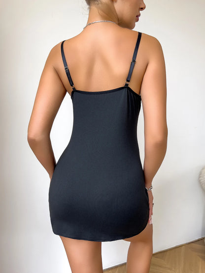 Nightdress Seductive Pink Deep V Sleeveless Lingerie