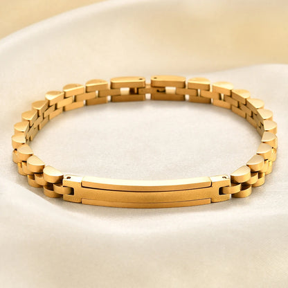 6MM Laser Logo Personalized Stainless Steel Strap Bracelet