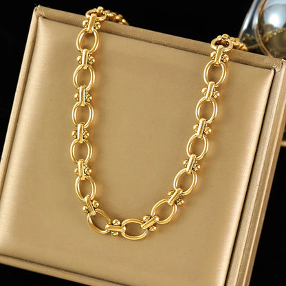 316L Stainless Steel Metal Chain 18K Gold Plated Neck Chain Waterproof Necklace