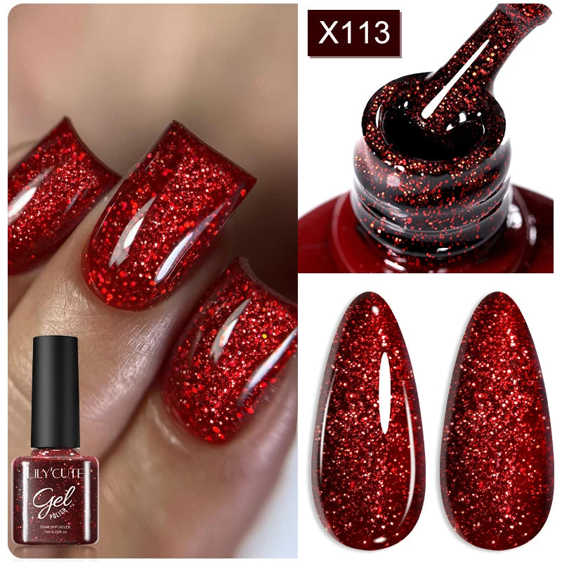 7ml Gold Sparkling Glitter Gel Nail Polish UV Gel Soak off UV LED Nail Gel Varnish