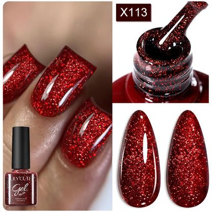 7ml Gold Sparkling Glitter Gel Nail Polish UV Gel Soak off UV LED Nail Gel Varnish