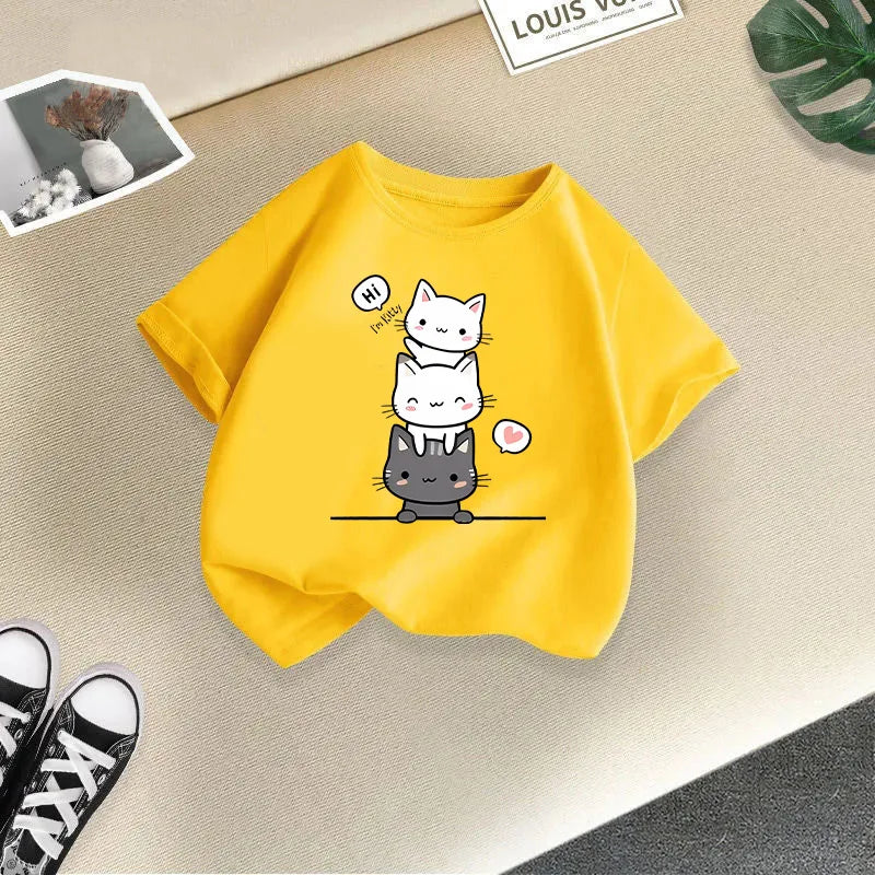 Cat Candy Funny Short Sleeve Baby Girl T-shirt