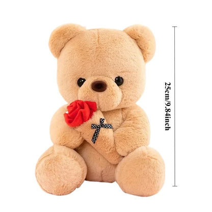 Cute Rose Bear Plush Toy Stuffed Animal Doll