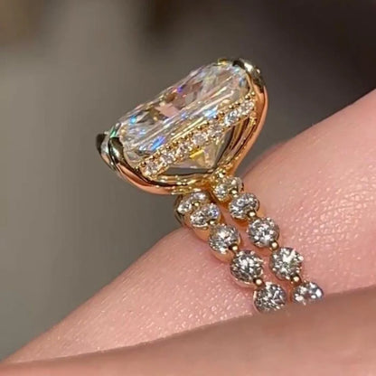 Luxury White Zircon Big Stone Rectangle Ring Set