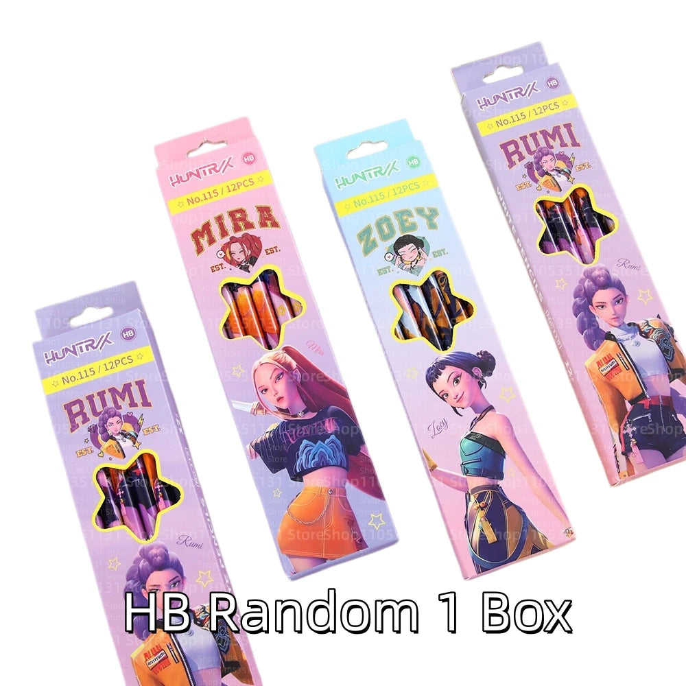 12Pcs/Box HB 2B Colored Pencils Smooth Writing Cute Anime Stationery