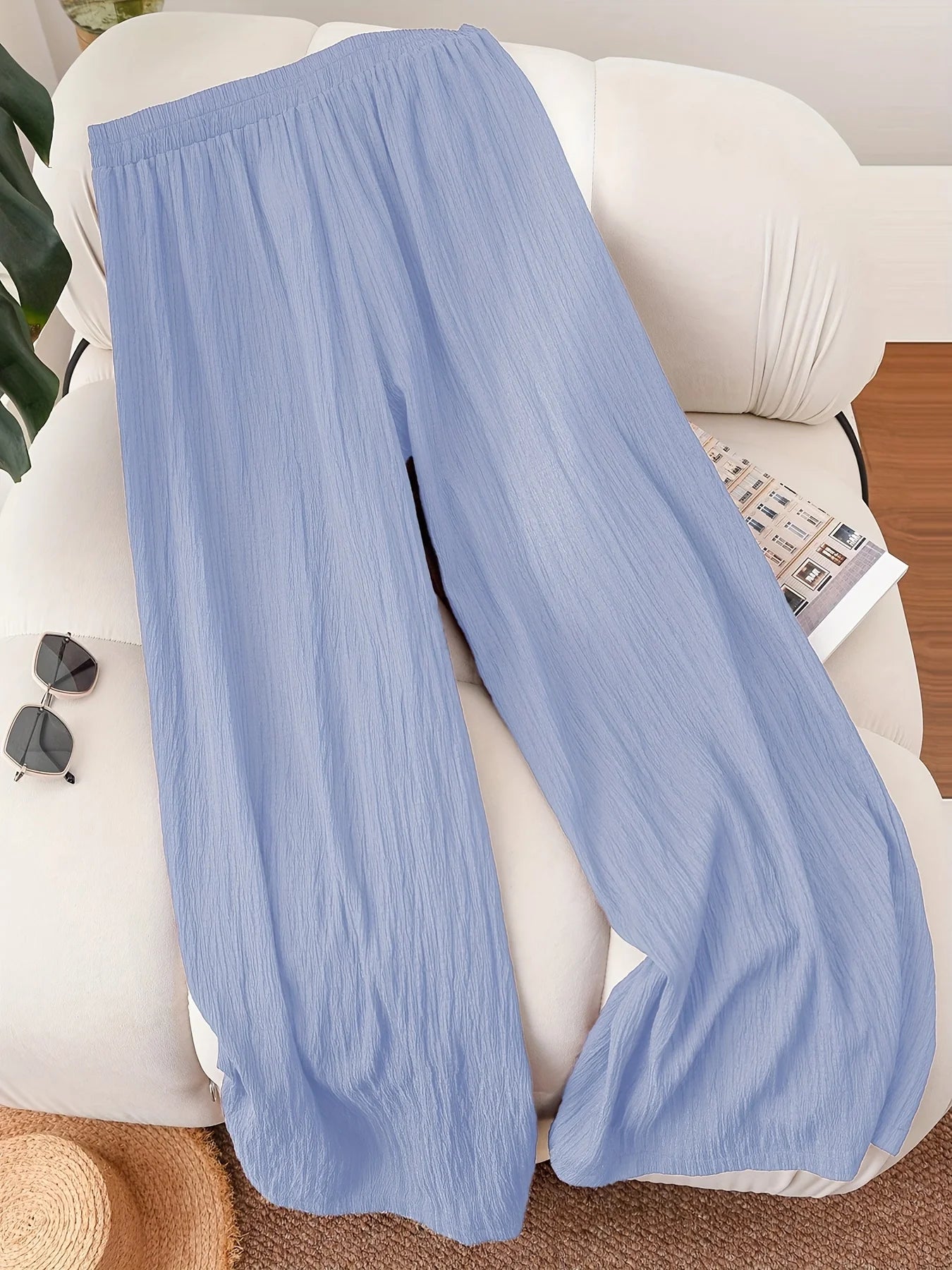 Plus Size Elastic Waist Loose Fit Casual Pants