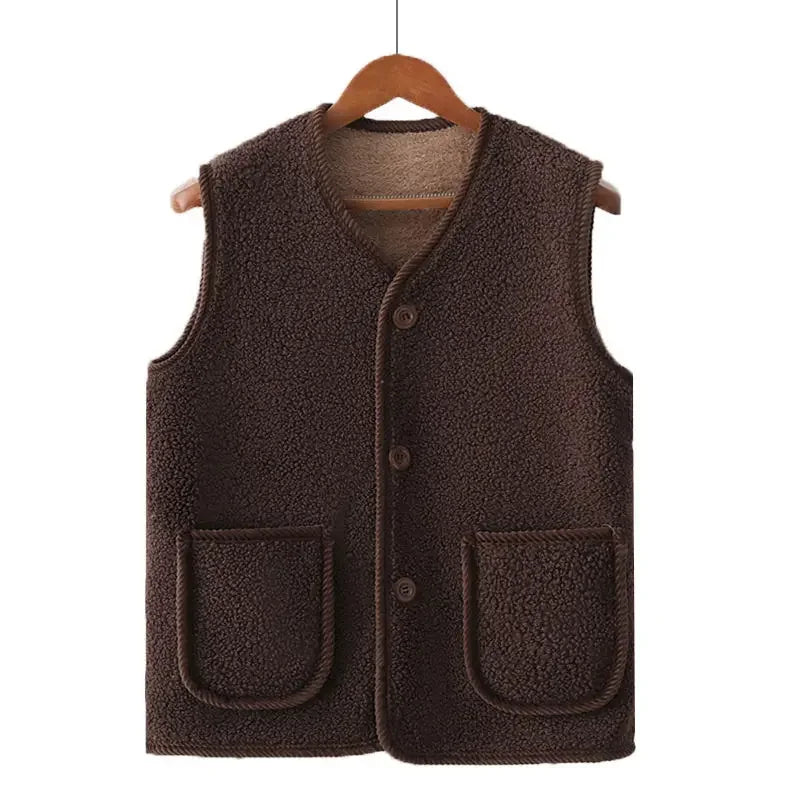 Fleece Thickened Lamb Wool Waistcoat Plus Size Sleeveless Jacket Vest