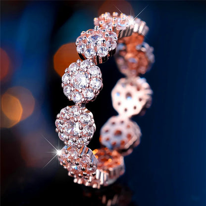 Charm White Zircon Stone Round Vintage Rose Gold Rings