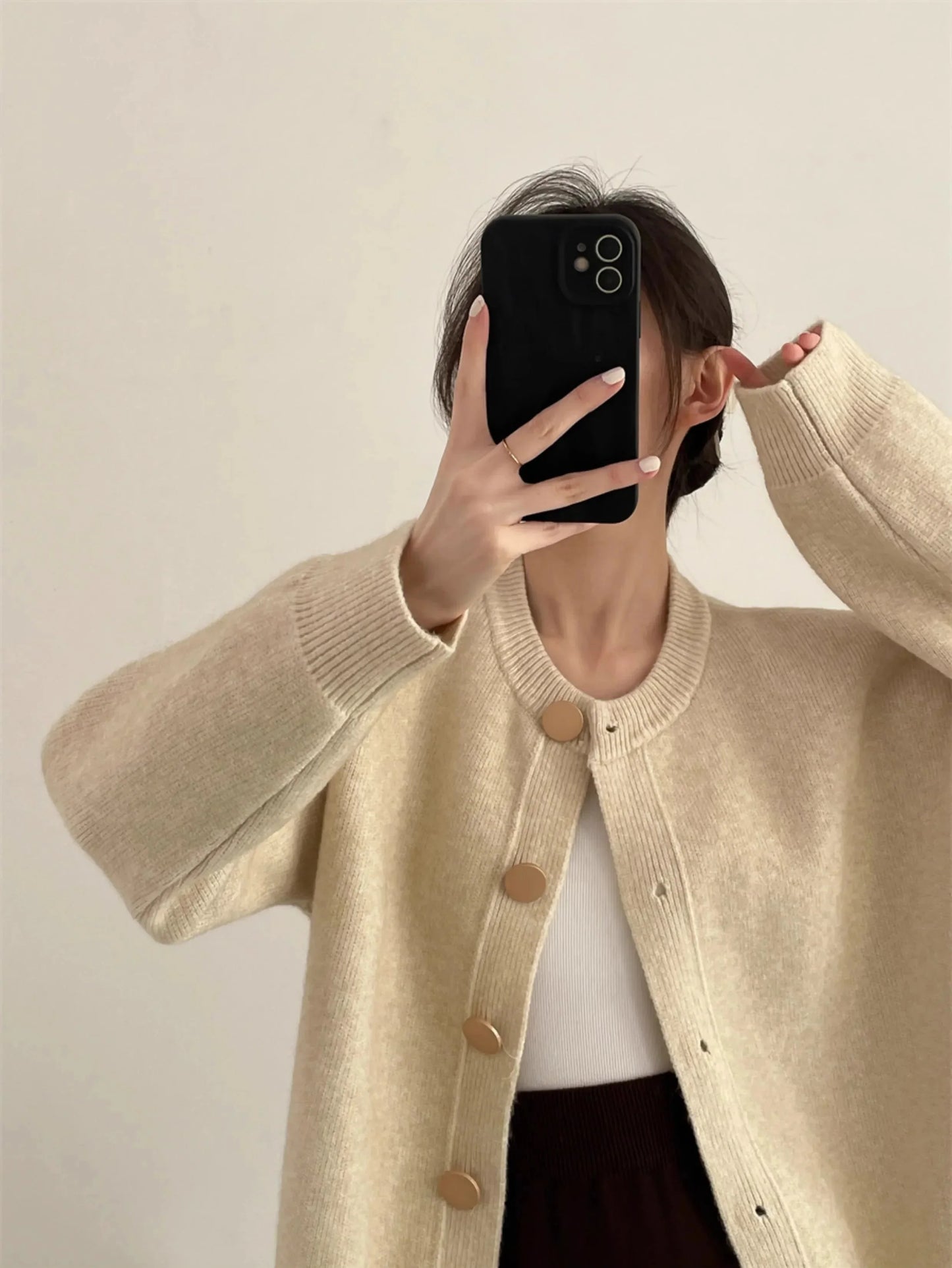 O-neck Loose Cardigans Single Breasted Sweaters