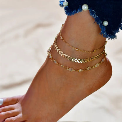 Bohemia Gold Snake Ankle Bracelet Set