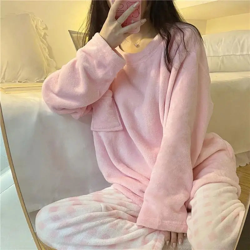 Fleece Thick Warm Pajamas Set