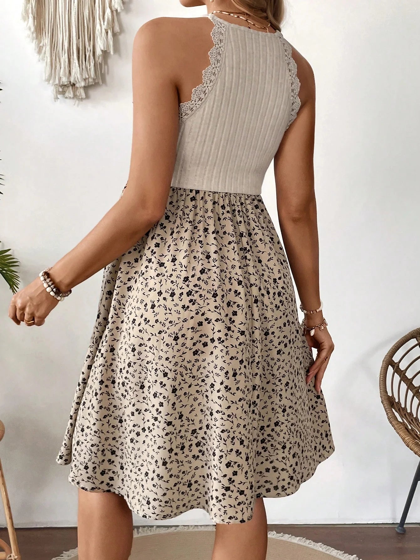 Elegant lace patchwork Bohemian maternity dress