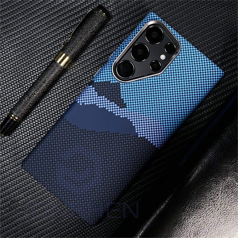 Ultra Slim Carbon Fiber Pattern Mganetic Samsung Cover