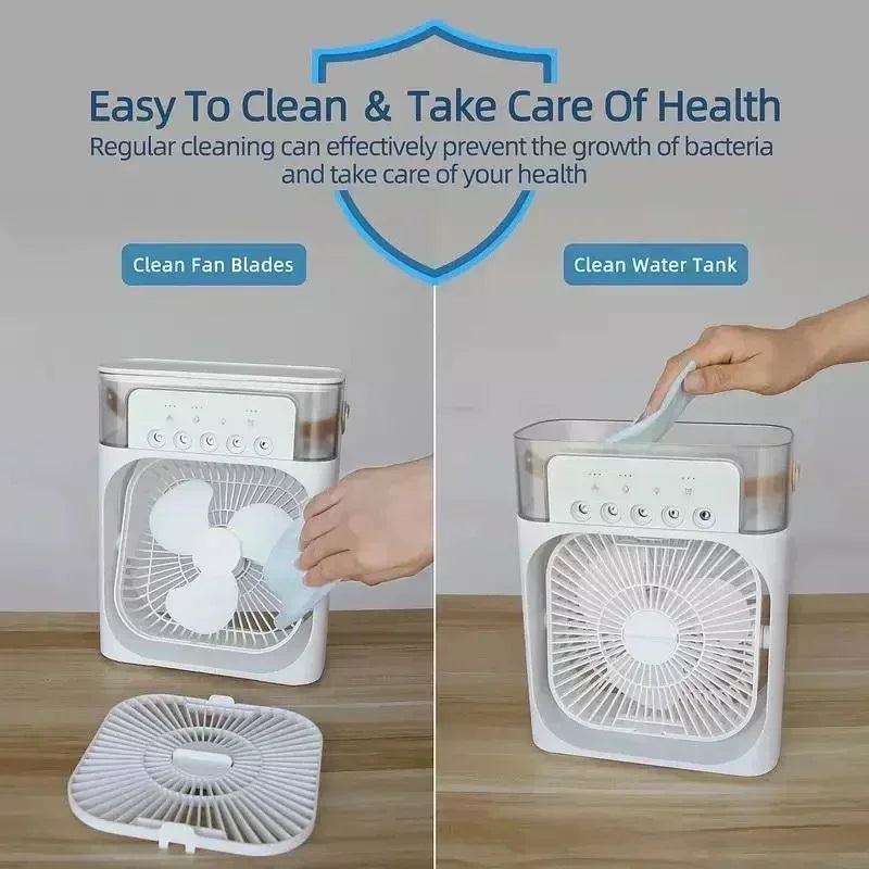 3 In 1 New Fan AIr Conditioner Household Small Air Cooler LED Night Light Portable