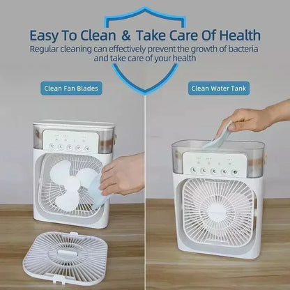 3 In 1 New Fan AIr Conditioner Household Small Air Cooler LED Night Light Portable