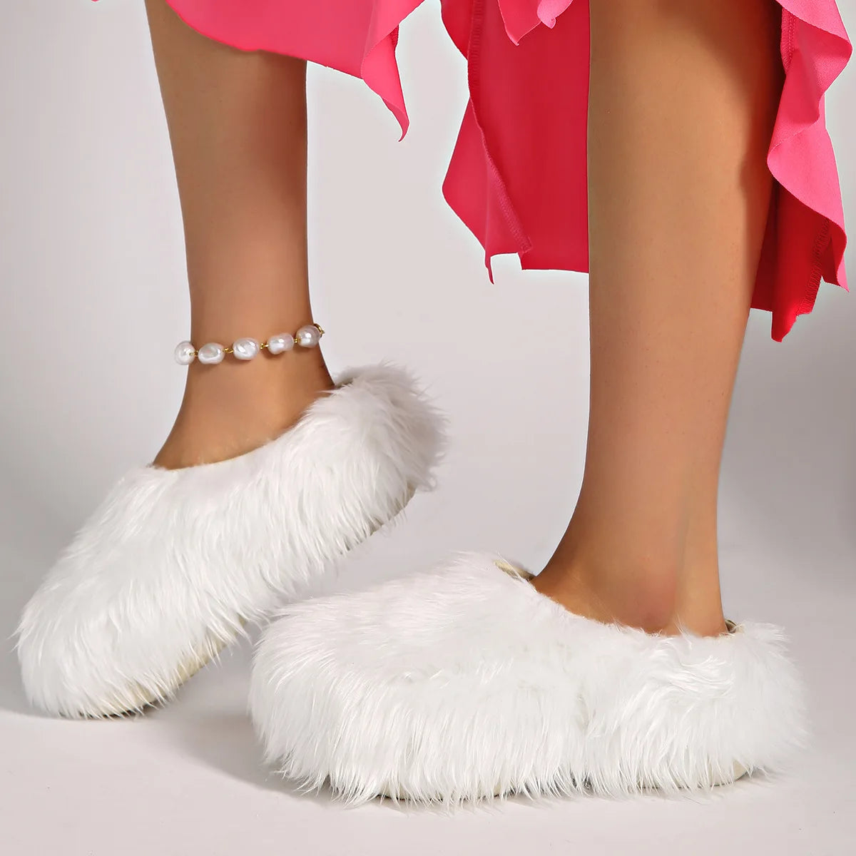 Faux Fur Platform Thick Sole Slippers