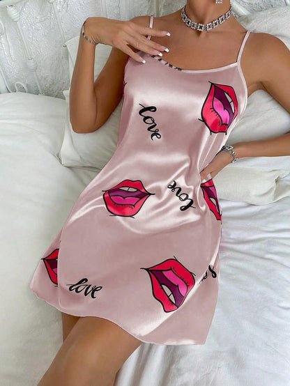 Sexy Butterfly Satin Slip Dress