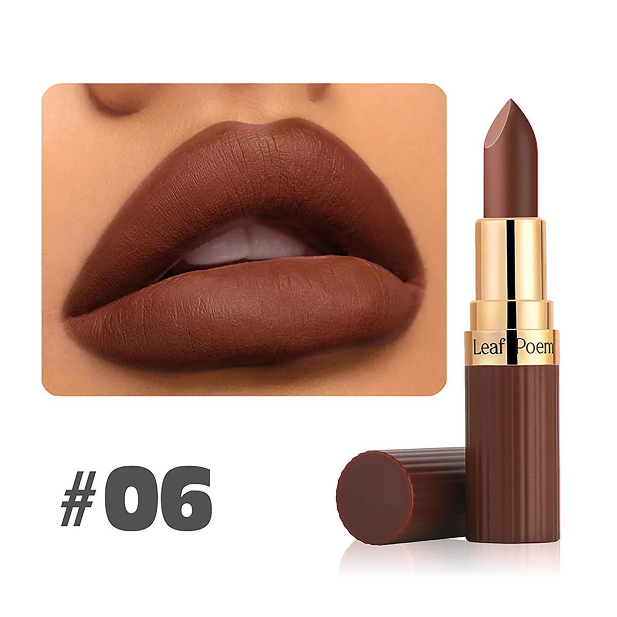 6 Color Matte Lipstick Velvet Dark Brown Lip Gloss Waterproof Lip Stick