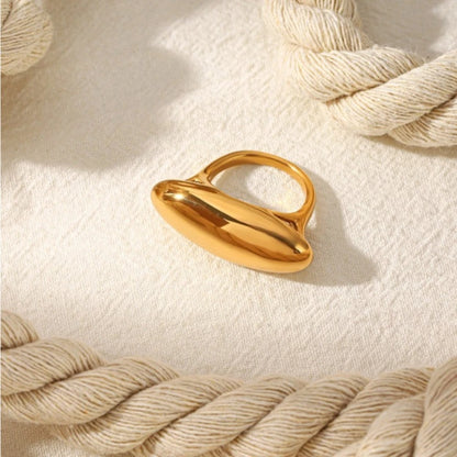 Stainless Steel Geometric Waterproof 18k Gold Plated Chunky Ring