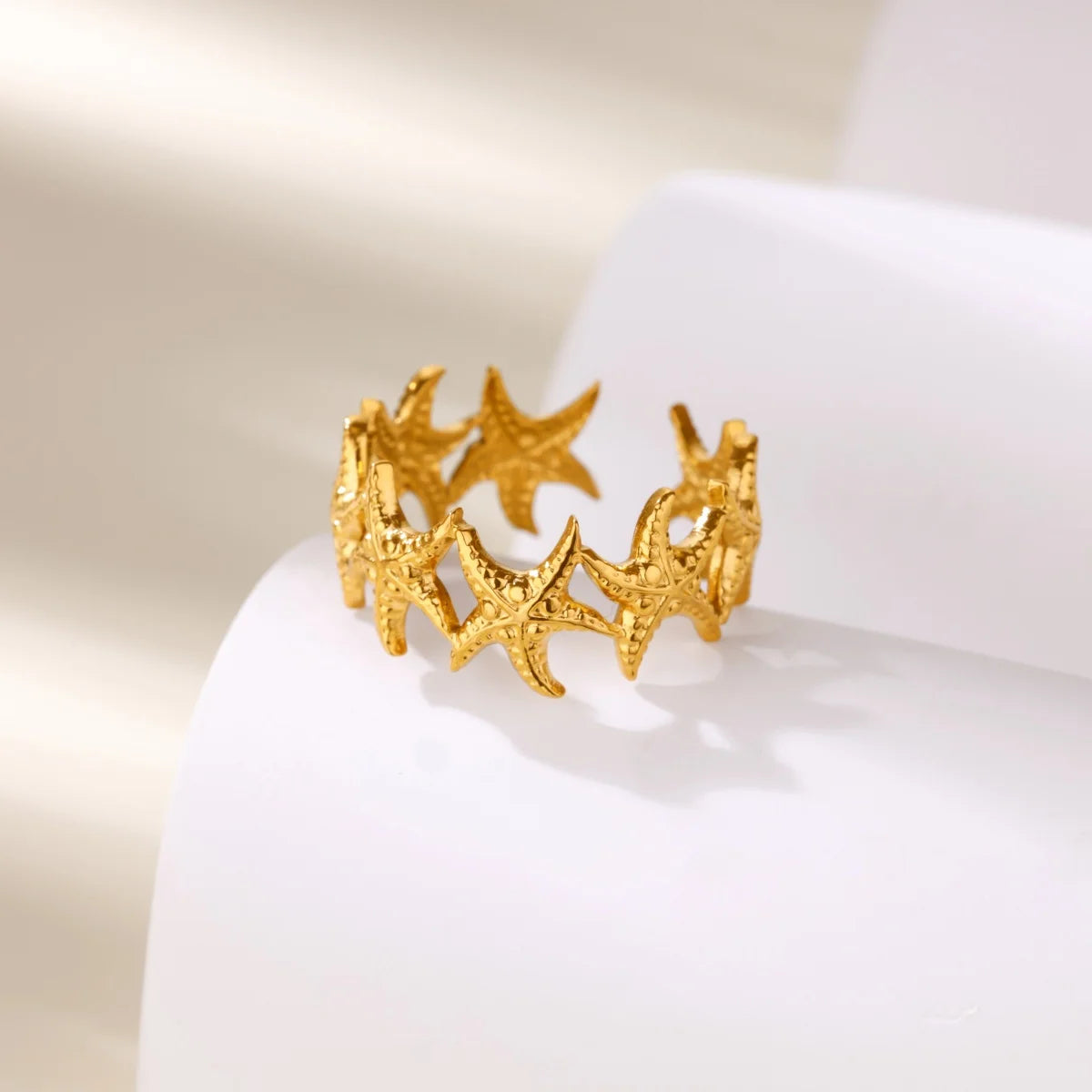 Gold Color Stainless Steel Delicate Flower Rings
