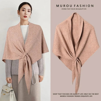 Triangle Scarf Neck Wrap Wool Blended Thickened Warm Shoulder Shawl
