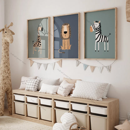 3pcs Safari Nursery Wall Prints Boho Nursery Prints Poster