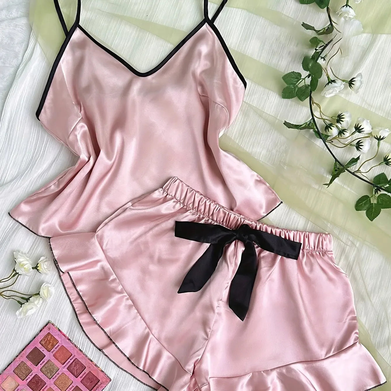 Smooth Satin T-Shirt Shorts pyjamas Set