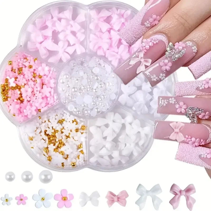500PCS 3D Nail Art Decoration Kit with Resin Bows