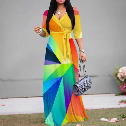 Vestido largo de fiesta con estampado floral