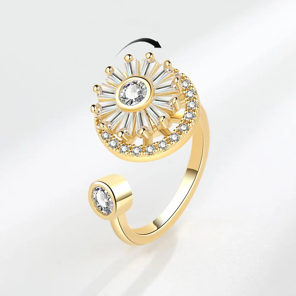 DANA 925 Silver Sunflower Diamond Zircon Ring
