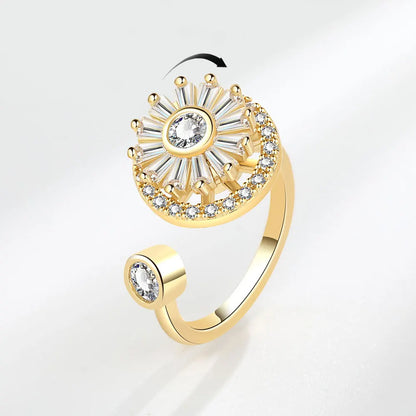 DANA 925 Silver Sunflower Diamond Zircon Ring