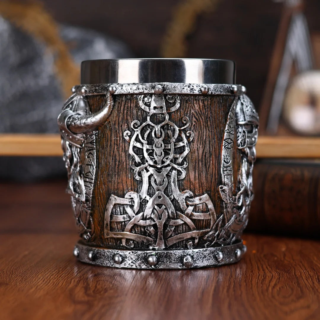 Viking Stainless Steel Nordic Barrel Dragon Boat Beer Mug