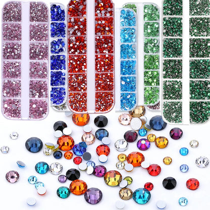 2400pcs+ Shiny Clear Crystal Gems Nail Rhinestones