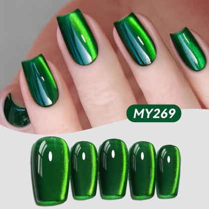10ml Green Emerald Cat Magnetic Gel Eye Gel Polish Glass Bead Soak Off