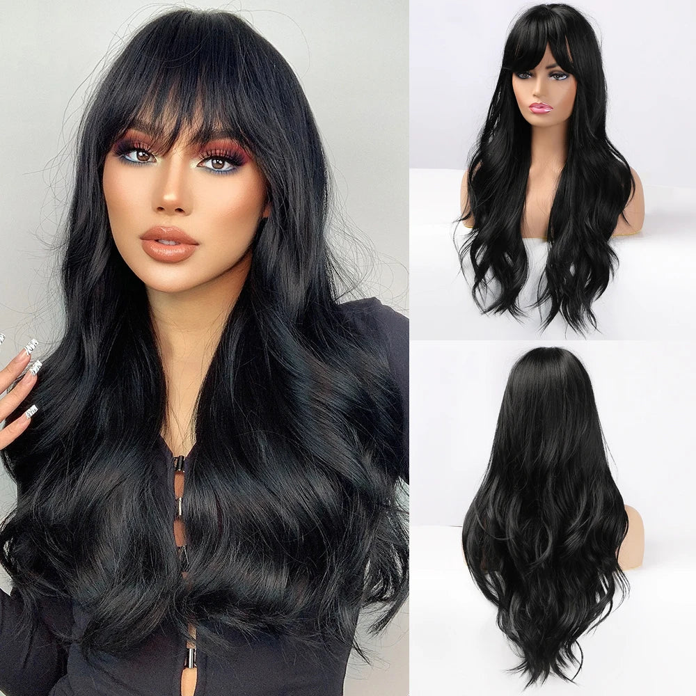 Brown Blonde Long Straight Synthetic Wigs