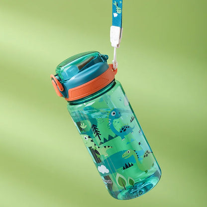 600ml Cartoon Animal Water Bottle Portable Safety Lock Cute Straw Cup