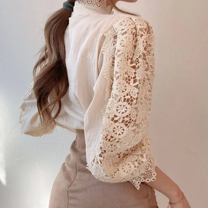 Lace Blouse Korean Button Loose Blouses