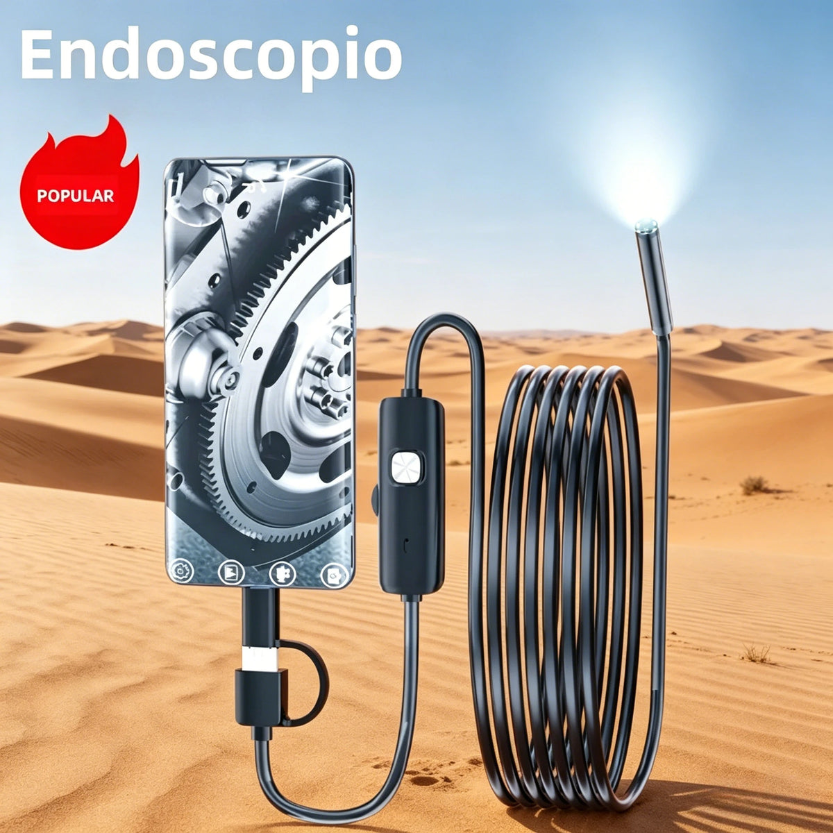 7MM Type-C Endoscope Camera IP67 Waterproof with 6 Adjustable LEDs USB