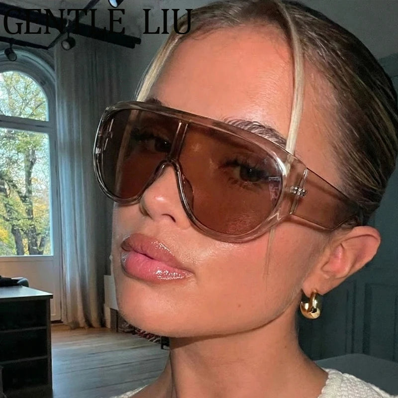 Oversized Shield Mask Steampunk Big Frame Sunglasses