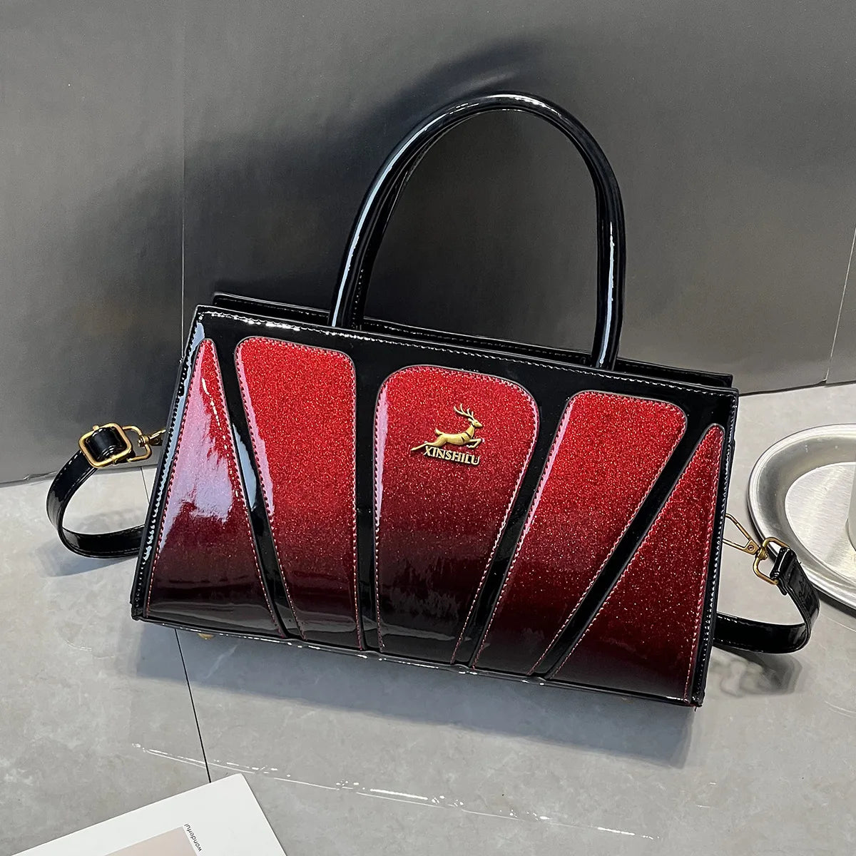 Large Size PU Leather Glue Splicing Single Shoulder Crossbody Bag