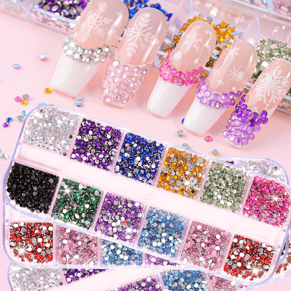12Grids Mixed Mini Christmas Gems Nail Charms