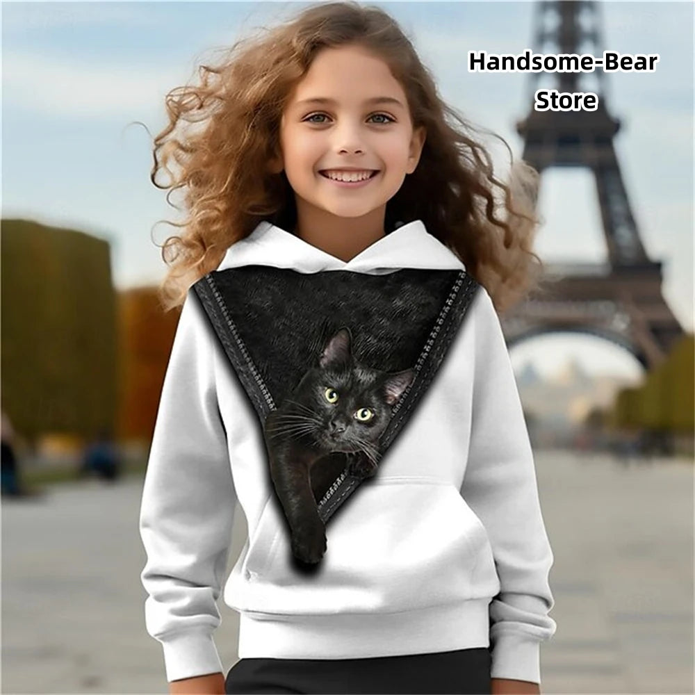 Cat 3D Print Spring Casual Sweatshirts Hoodies