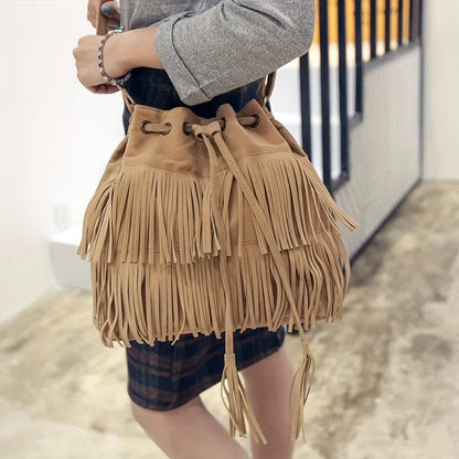 Soft Velvet Frosted Tassel Bag